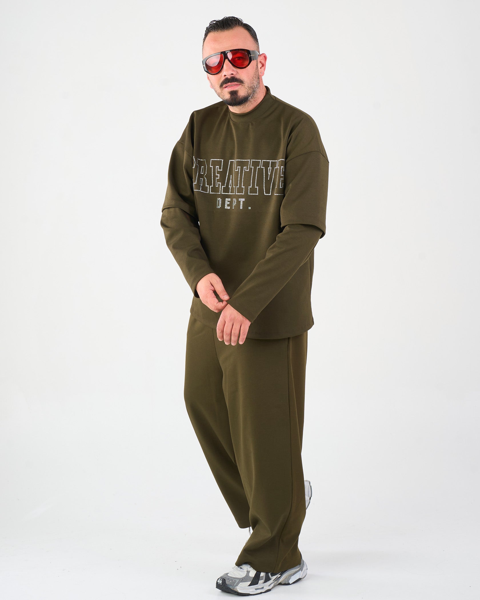 Tuta Coordinata Verde Stampa Strass | CTDP