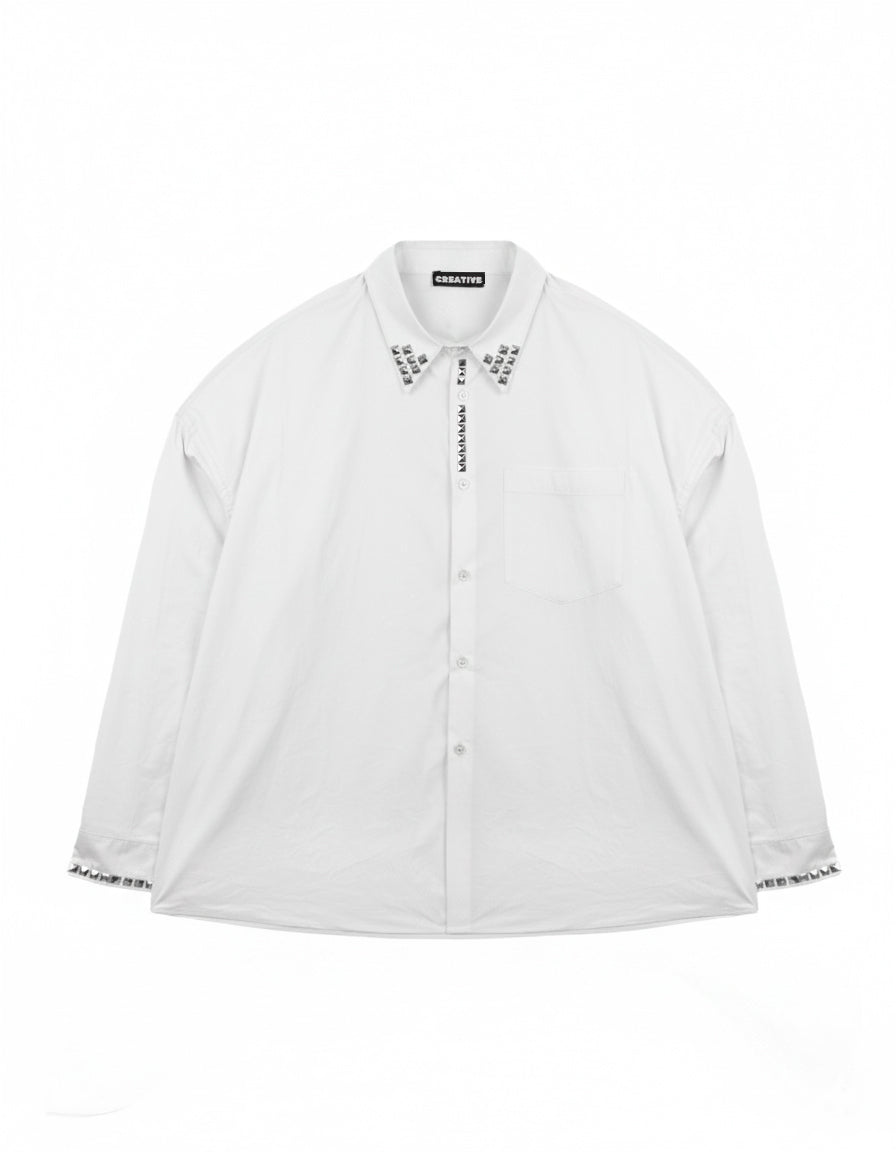 Camicia Bianca Oversize con Borchie | CTDP