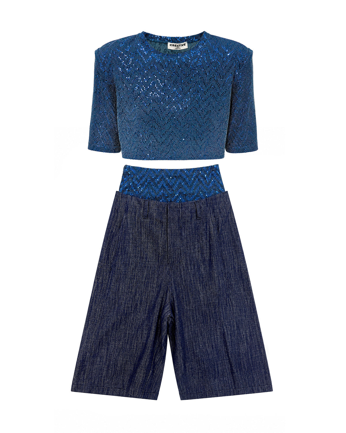 Completo Chevron Blu Paillettes e Denim -CTDP®