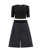 Completo Chevron Nero Paillettes e Denim -CTDP®