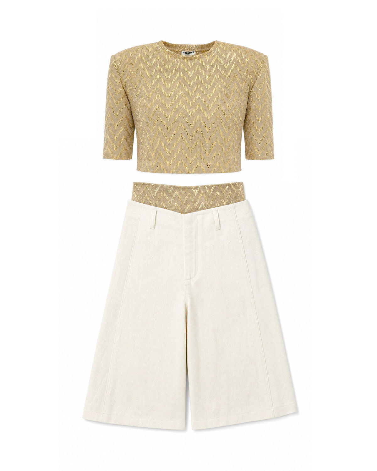 Completo Chevron Oro Paillettes e Denim -CTDP®