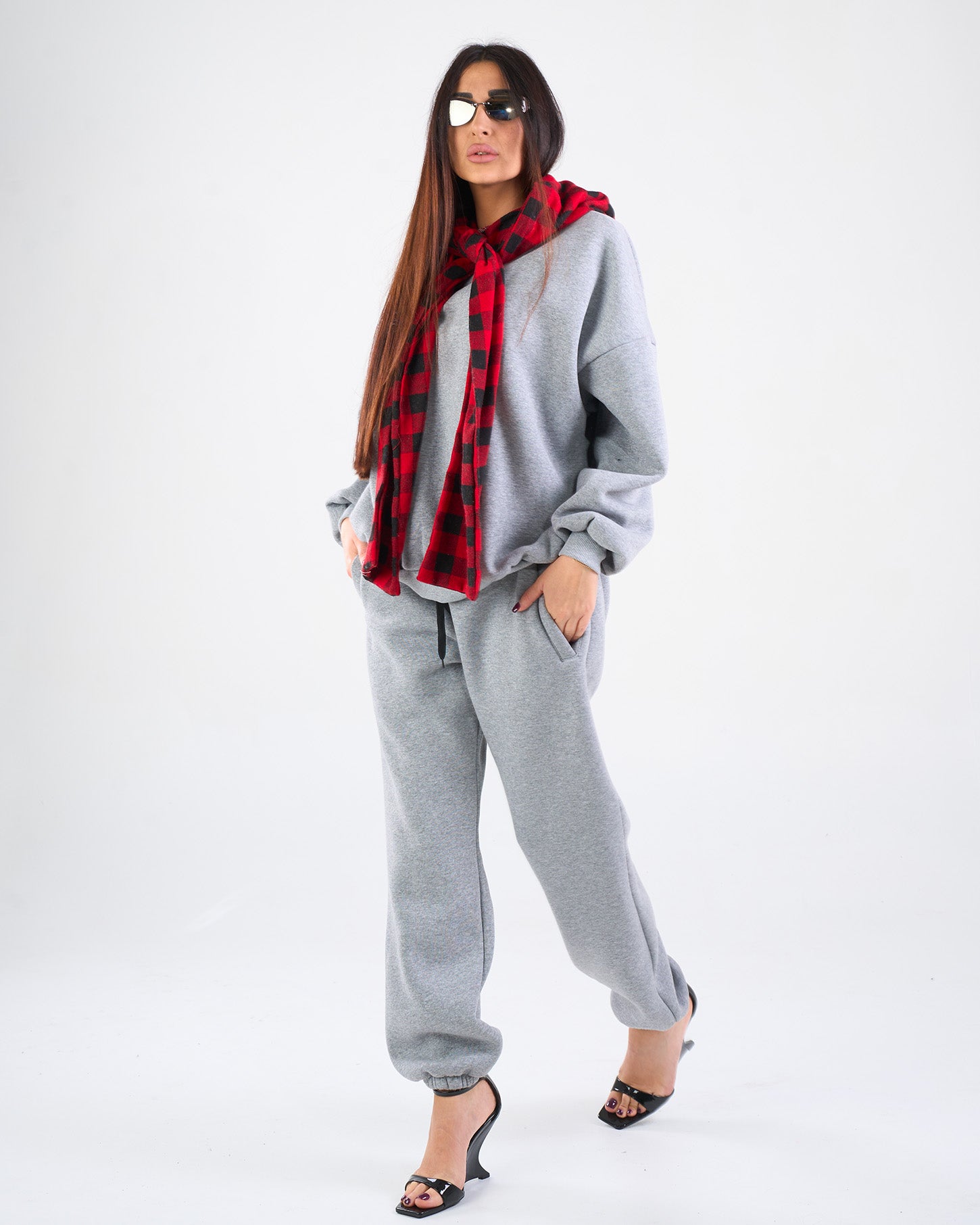 Tuta Grigia Hoodie Cappuccio Scacchi | CTDP