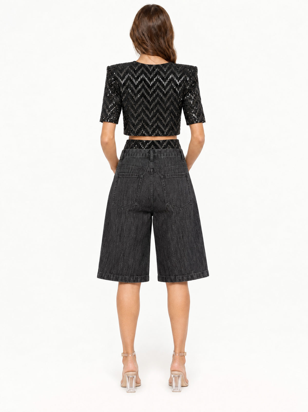 Completo Chevron Nero Paillettes e Denim -CTDP®