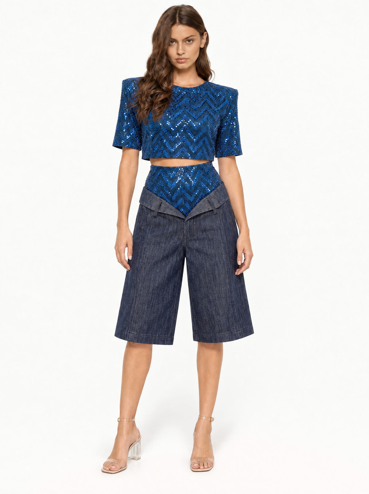 Completo Chevron Blu Paillettes e Denim -CTDP®