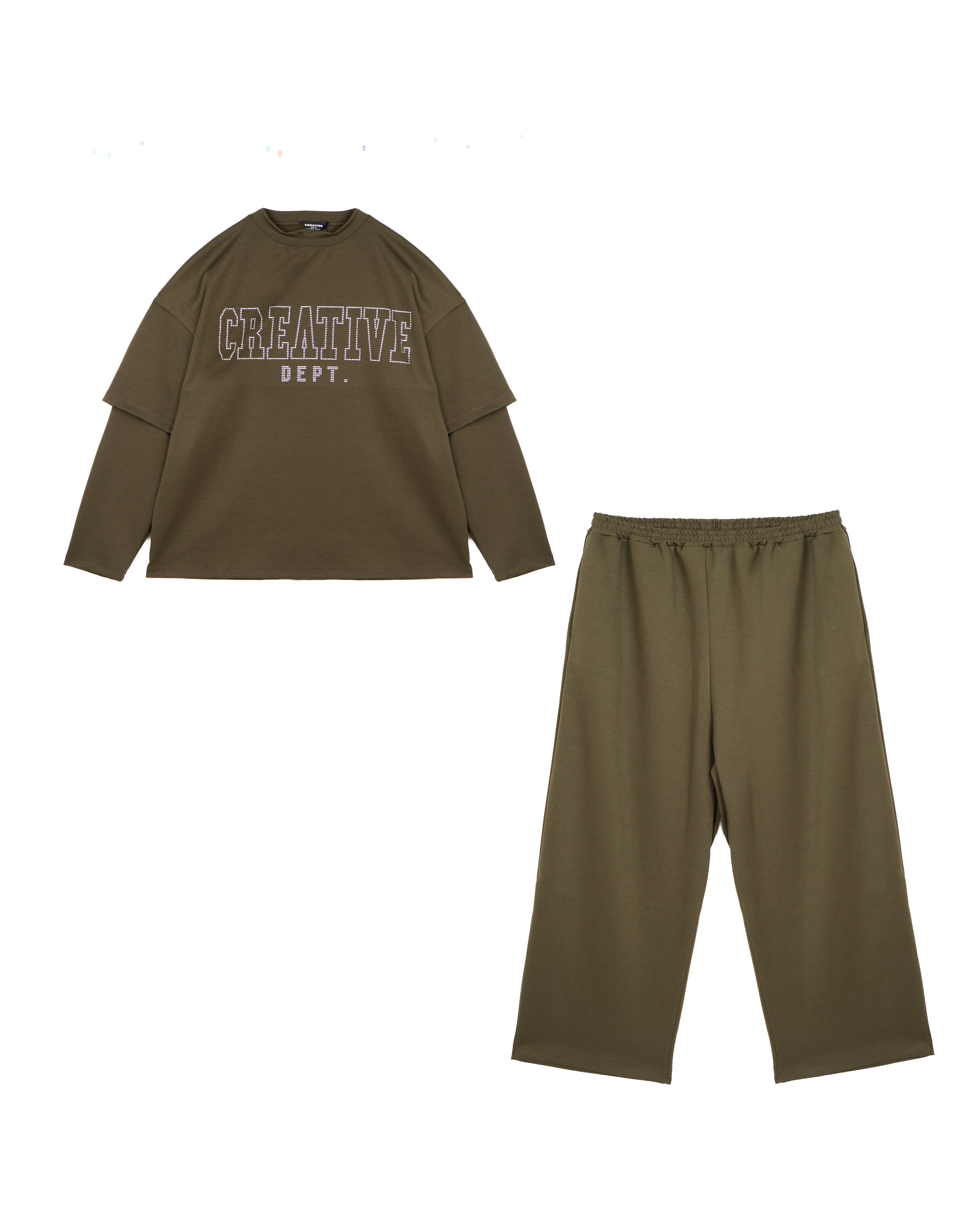 Tuta Coordinata Verde Stampa Strass | CTDP